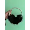 Gümüş Ve Siyah Renk Simli Peluş Kulaklık