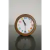 Kahve Renk Mini Dekoratif Alarmlı Yuvarlak Masa Saati