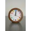 Kahve Renk Mini Dekoratif Alarmlı Yuvarlak Masa Saati