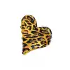 Karışık Renk Kalp Figürlü Leopar Desenli Metal Mandal Toka