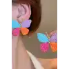 Karışık Renk Kelebek Figürlü Küpe (Çift)