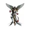 Karışık Renk Melek Figürlü Dövme Tattoo
