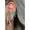 Karışık Renk Taş Detaylı Kulak Aksesuarı