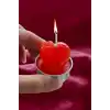 Kırmızı Renk Kalp Figürlü I Love U Yazı Detaylı  Mum