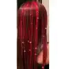 Kırmızı Renk Simli Yan Postiş Hair Tinsel Shiny Hair (50 Cm)
