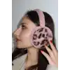 Koyu Pembe Renk Leopar Detaylı Peluş Kulaklık