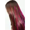 Koyu Pembe Renk Simli Yan Postiş Hair Tinsel Shiny Hair (50 Cm)