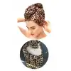 Leopar Desenli Saç Havlusu/Bonesi Lastikli