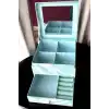 Mavi Renk Ayna Detaylı Bölmeli Çekmeceli Takı Organizeri
