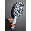 Mavi Renk Taş Ve İnci Detaylı Saç Tarama Fırçası/ Tarak