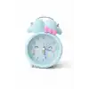 Mavi Renk Tavşan Figürlü Mini Dekoratif Işıklı Alarmlı Yuvarlak Masa Saati