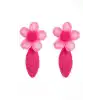 Pembe Renk Çiçek Figürlü Küpe (Çift)