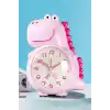 Pembe Renk Dinazor Figürlü Dekoratif Alarmlı Masa Saati