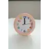 Pembe Renk Mini Dekoratif Alarmlı Yuvarlak Masa Saati