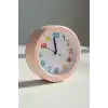 Pembe Renk Mini Dekoratif Alarmlı Yuvarlak Masa Saati