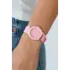 Pembe Renk Silikon Kordonlu Kadın Saat