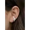 Pembe Renk Taş Detaylı 14K Altın Kaplama TX Ear Cuff (Tek)