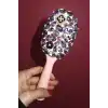 Pembe Renk Taş Ve İnci Detaylı Saç Tarama Fırçası/ Tarak