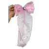 Pembe Renk Yıldız Detaylı Taşlı Kurdele Otomat Toka