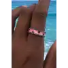 Pembe Renk Yıldız Figürlü Taşlı Ayarlanabilir Yüzük