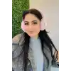 Pudra Renk Kalp Detaylı Peluş Kulaklık