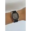 Siyah Renk Silikon Kordonlu Kadın Saat