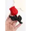 Siyah Ve Kırmızı Renk Lale Figürlü Mandal Toka