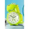 Yeşili Renk Dinazor Figürlü Dekoratif Alarmlı Masa Saati