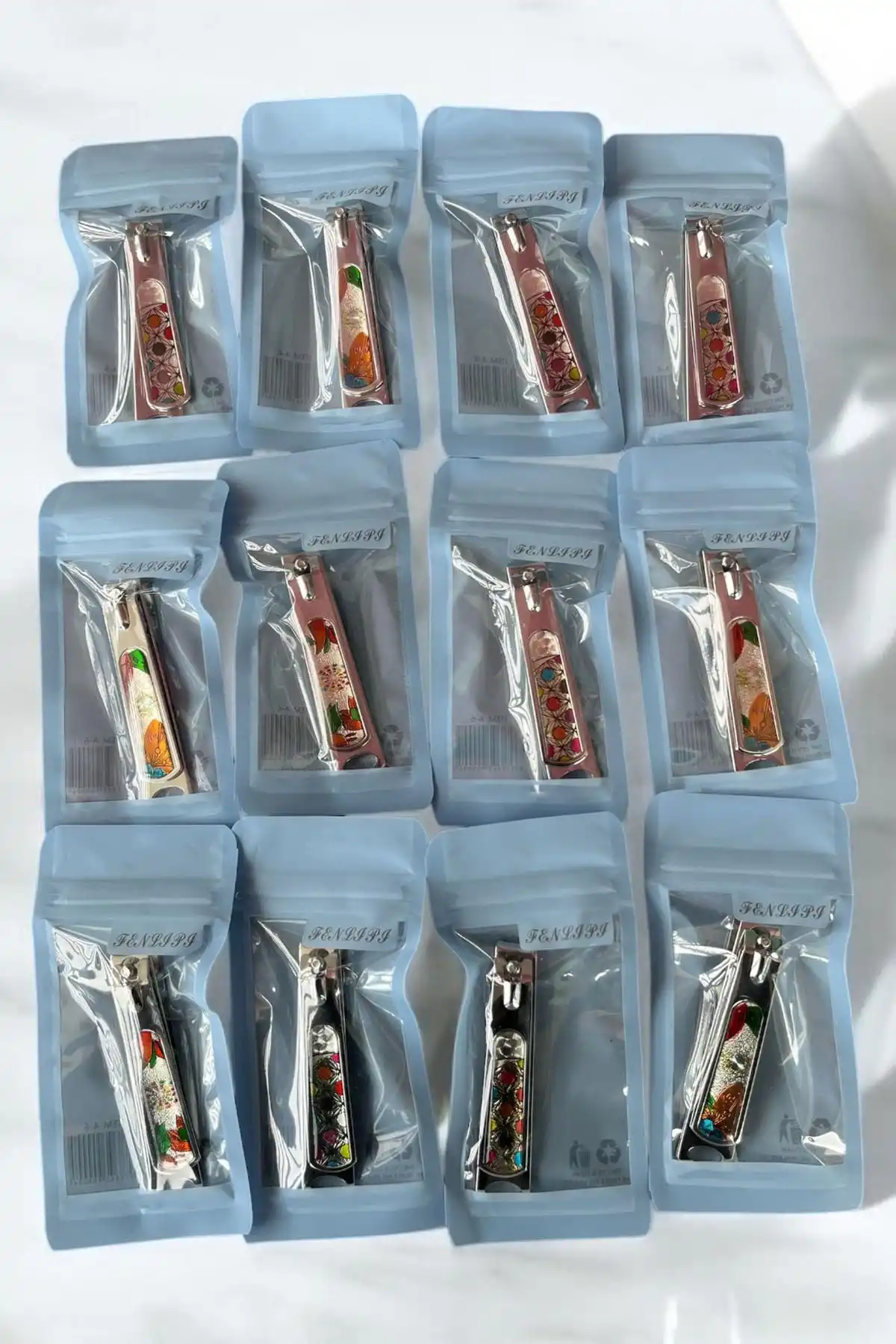 12li Gümüş Renk Karışık Figürlü Tırnak Makası Set