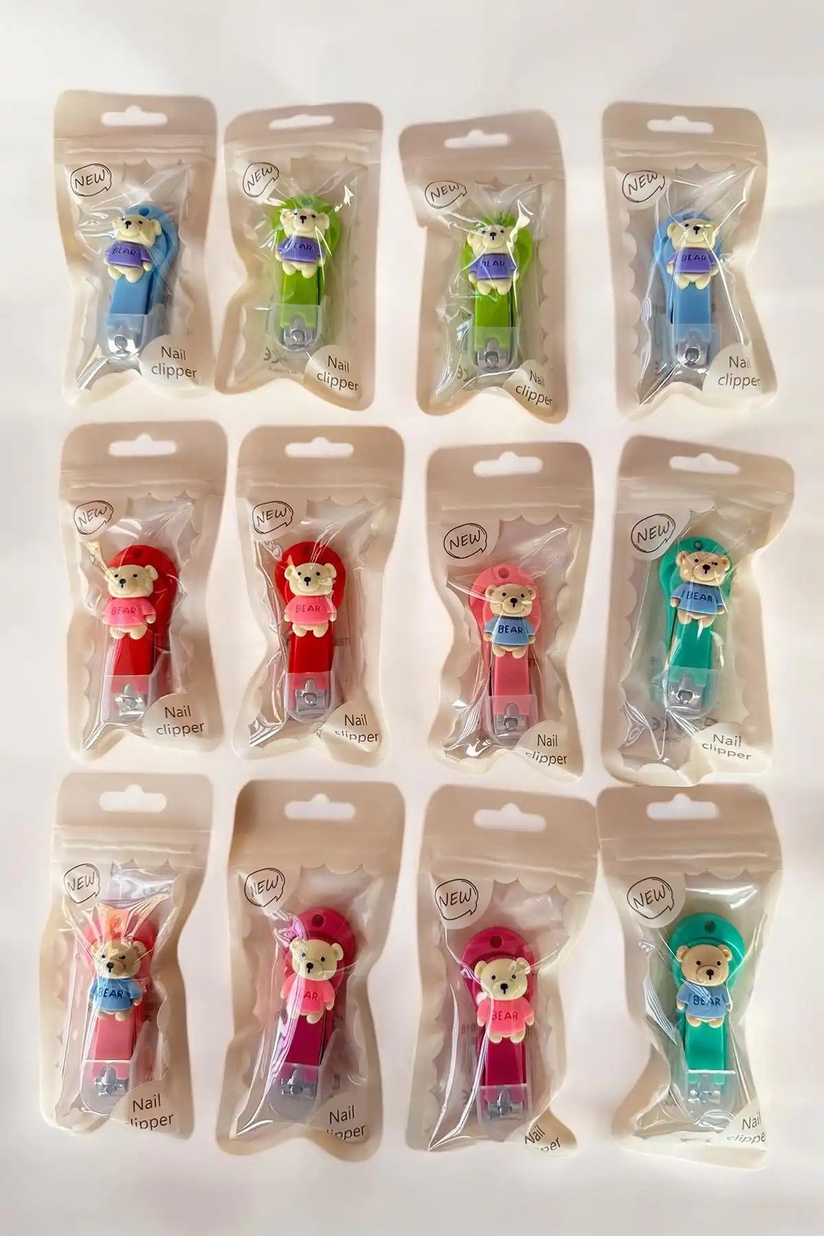 12li Karışık Renk Ayıcık Figürlü Tırnak Makası Set