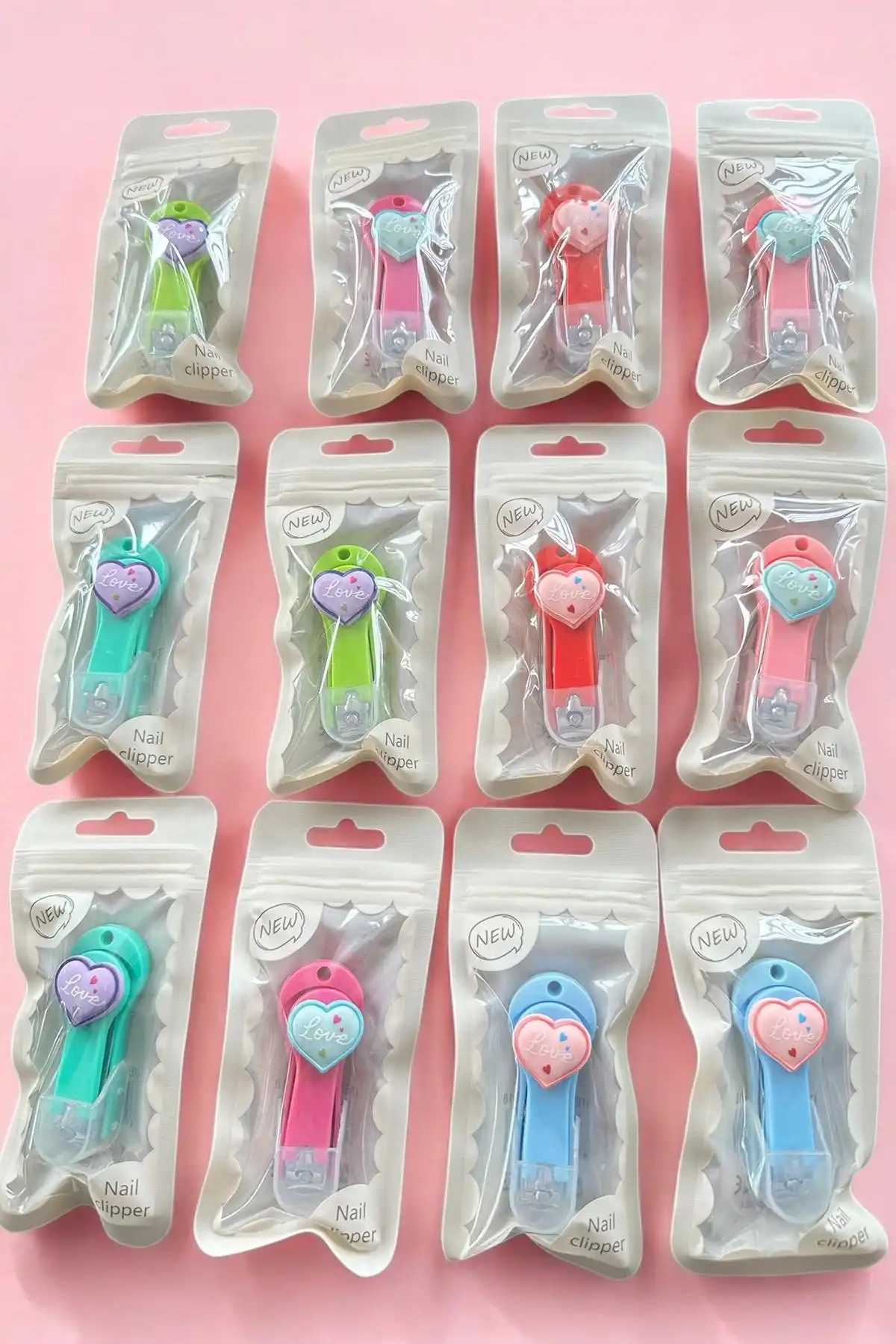 12li Karışık Renk Kalp Figürlü Tırnak Makası Set