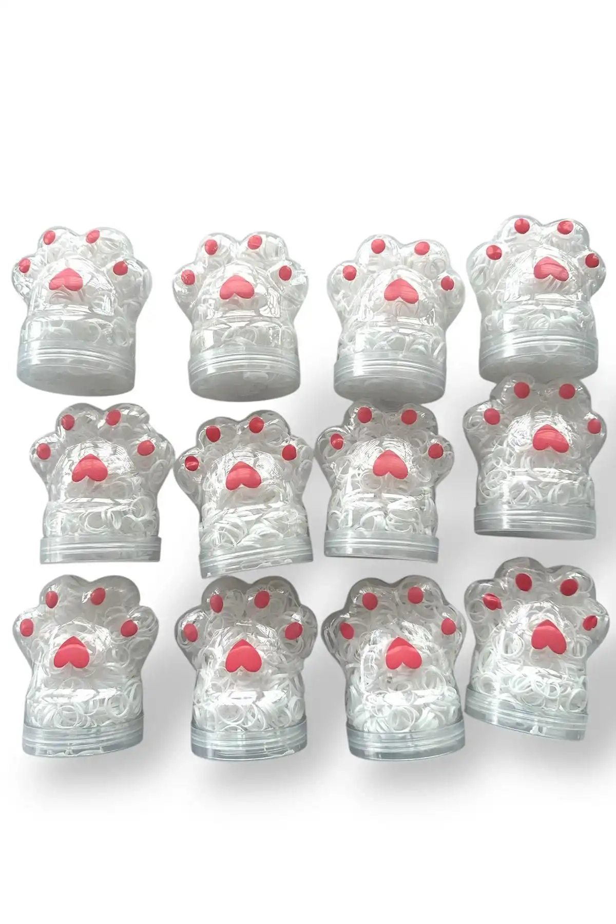 12li Pati Figürlü Beyaz Renk Perma Lastik Toka Set