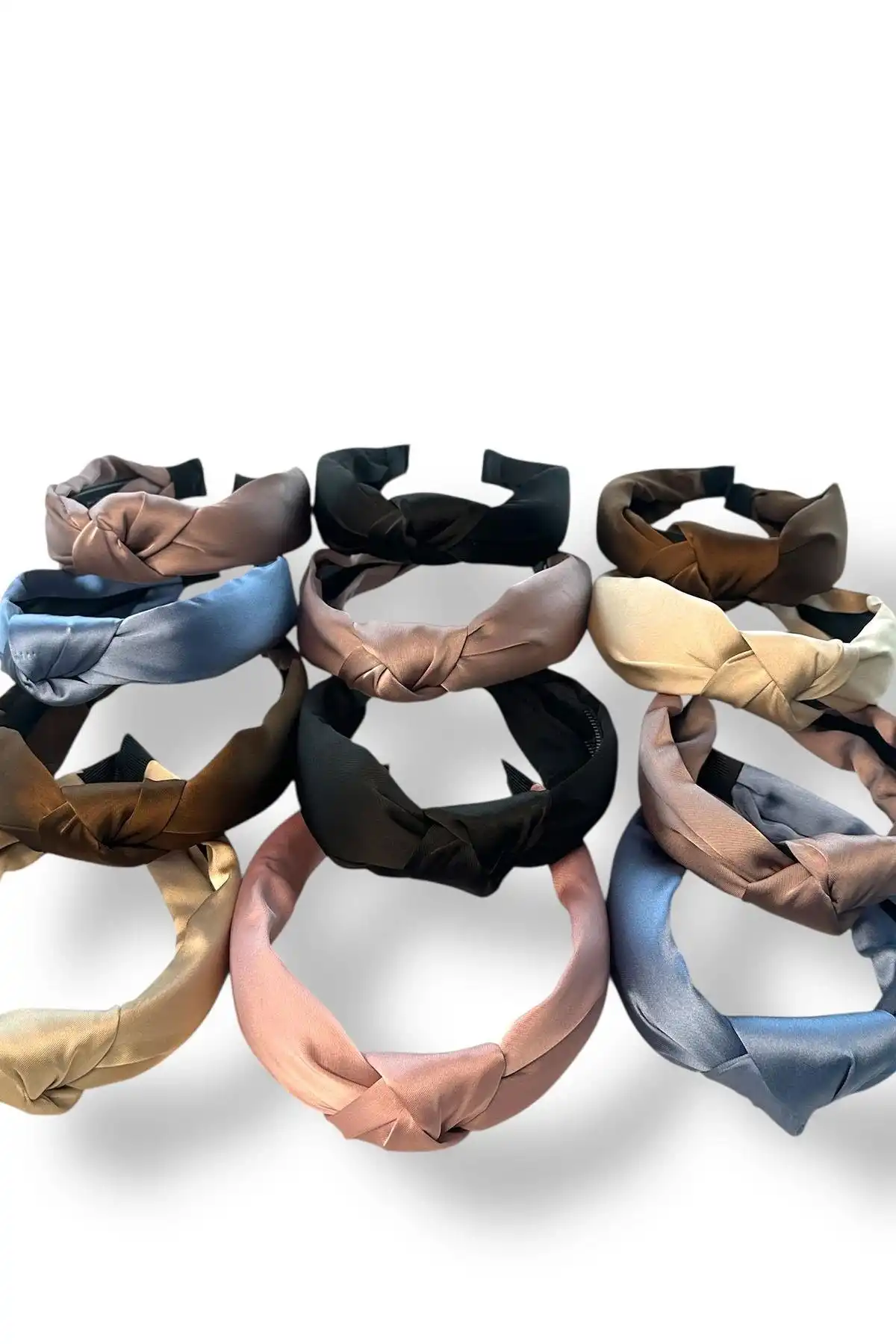 12´li Karışık Renk Düğüm Detaylı Saten Taç Set