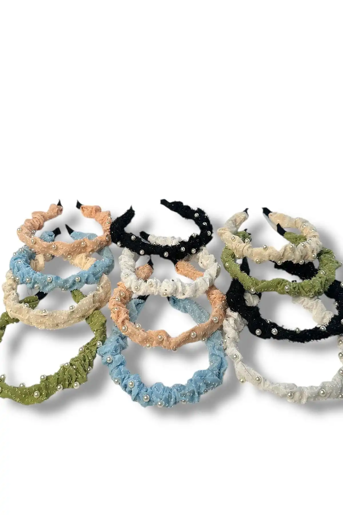 12´li Karışık Renk İnci Detaylı Taç Set