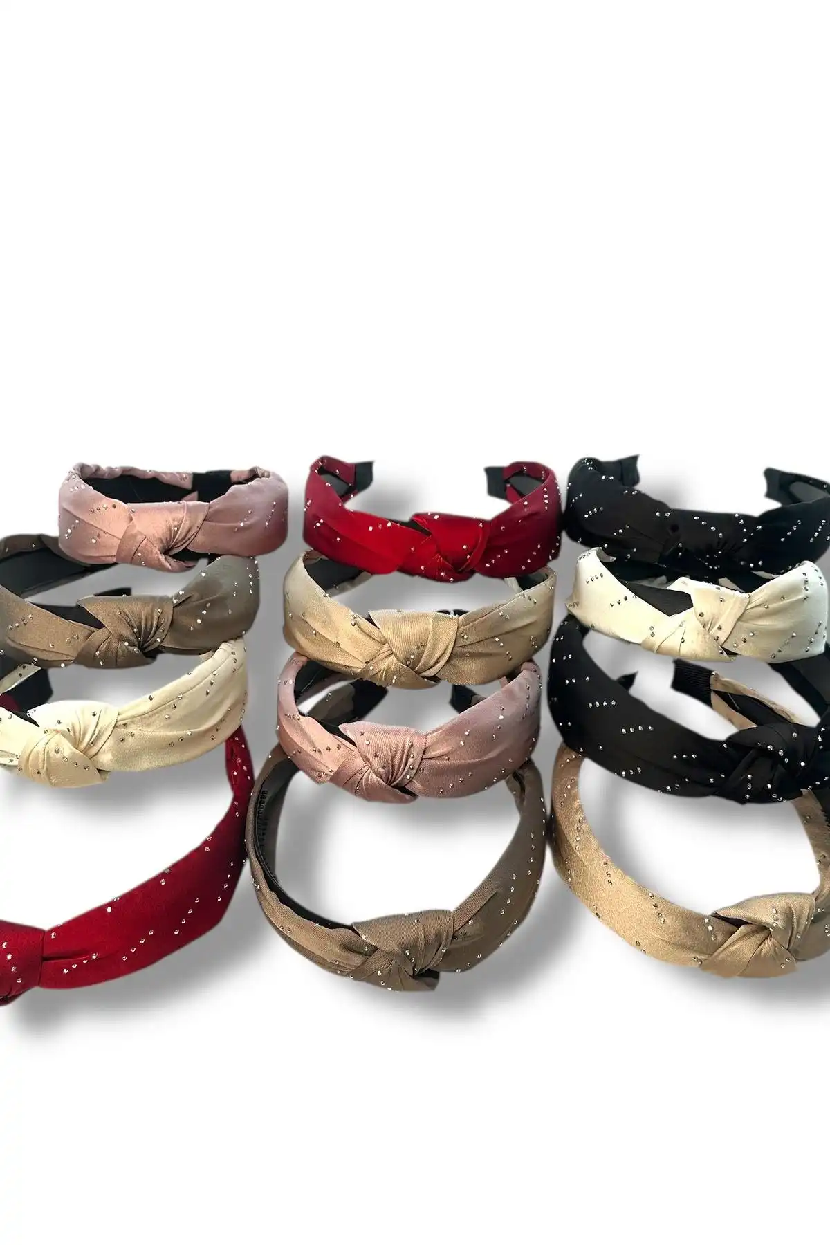 12´li Karışık Renk Taşlı Düğüm Detyalı  Taç Set