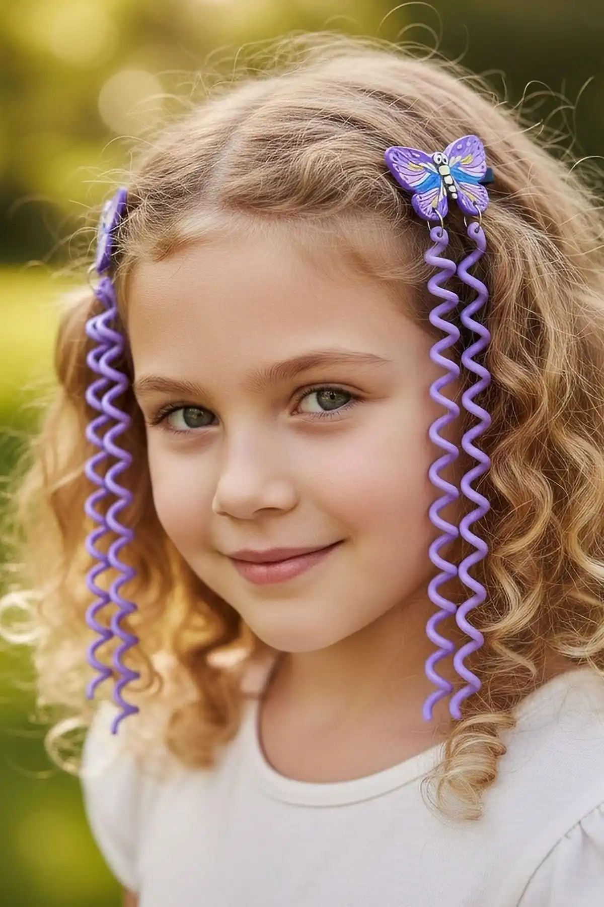 2li Lila Renk Kelebek Figürlü Çocuk Yan Toka