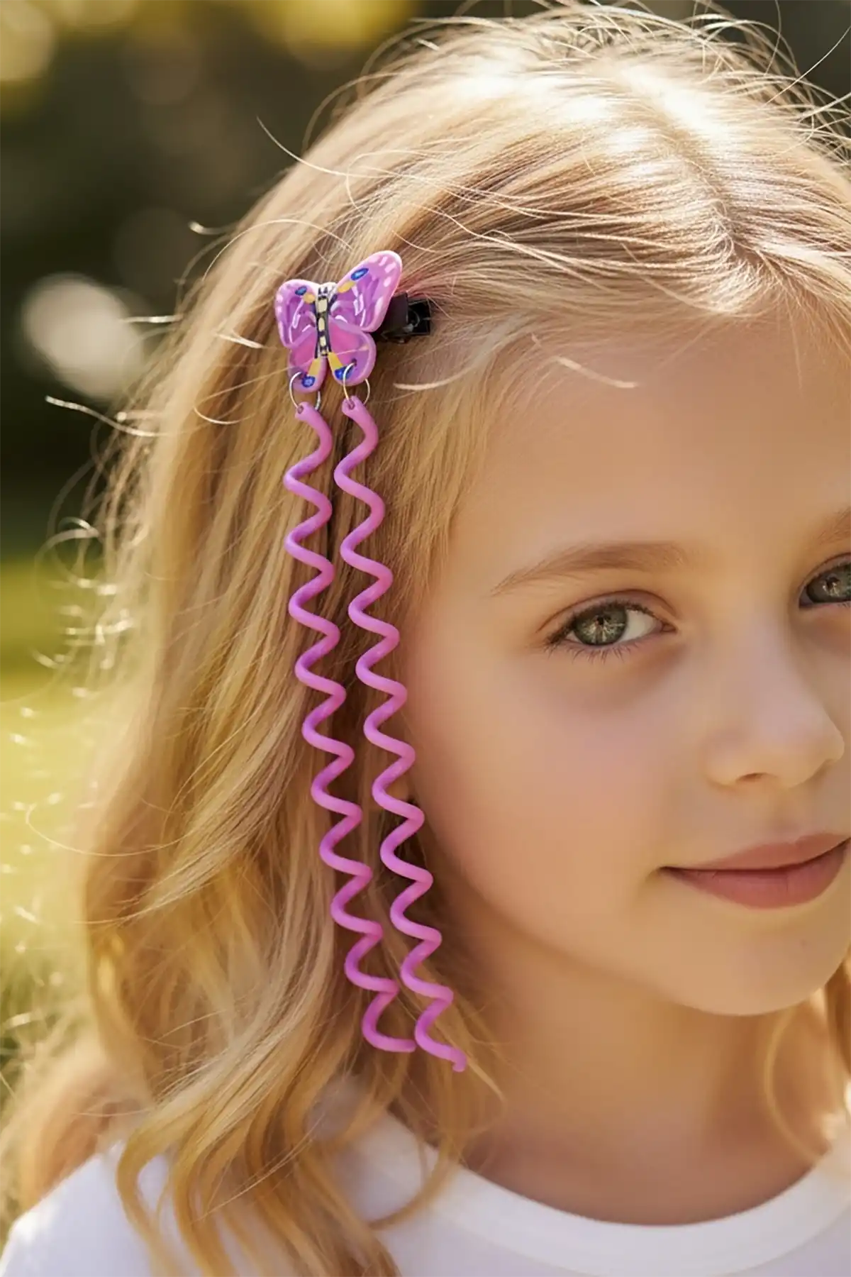 2li Pembe Renk Kelebek Figürlü Çocuk Yan Toka