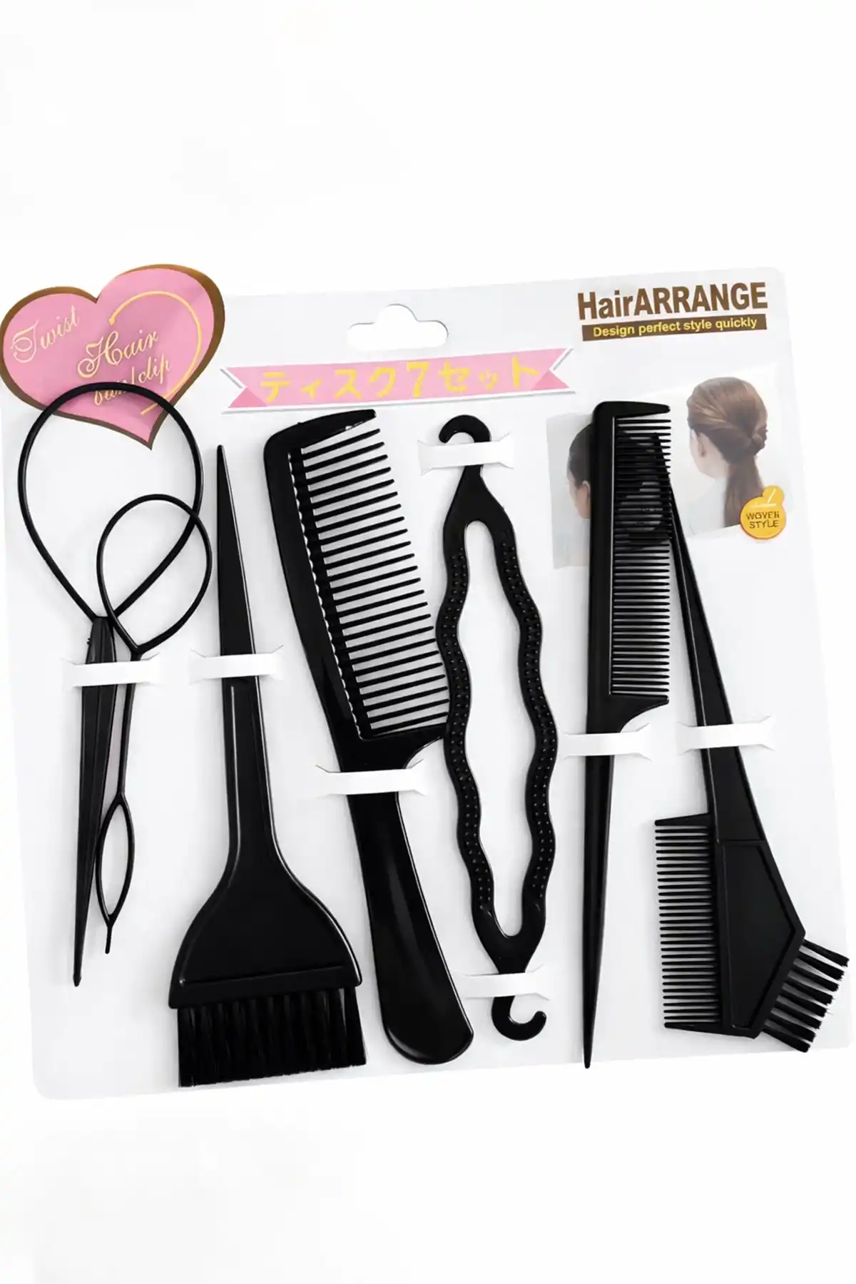7 Parça Saç Şekillendirici Tarak,Boya Fırçası Ve Aparat Set