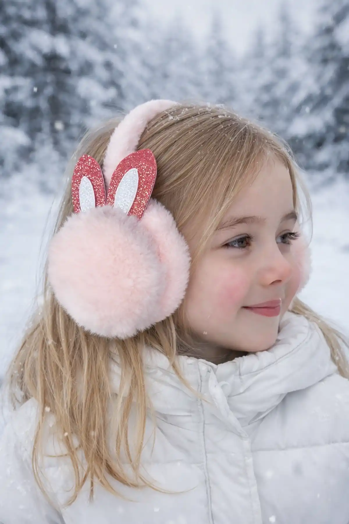 Açık Pembe Renk Kulak Figürlü Peluş Kulaklık