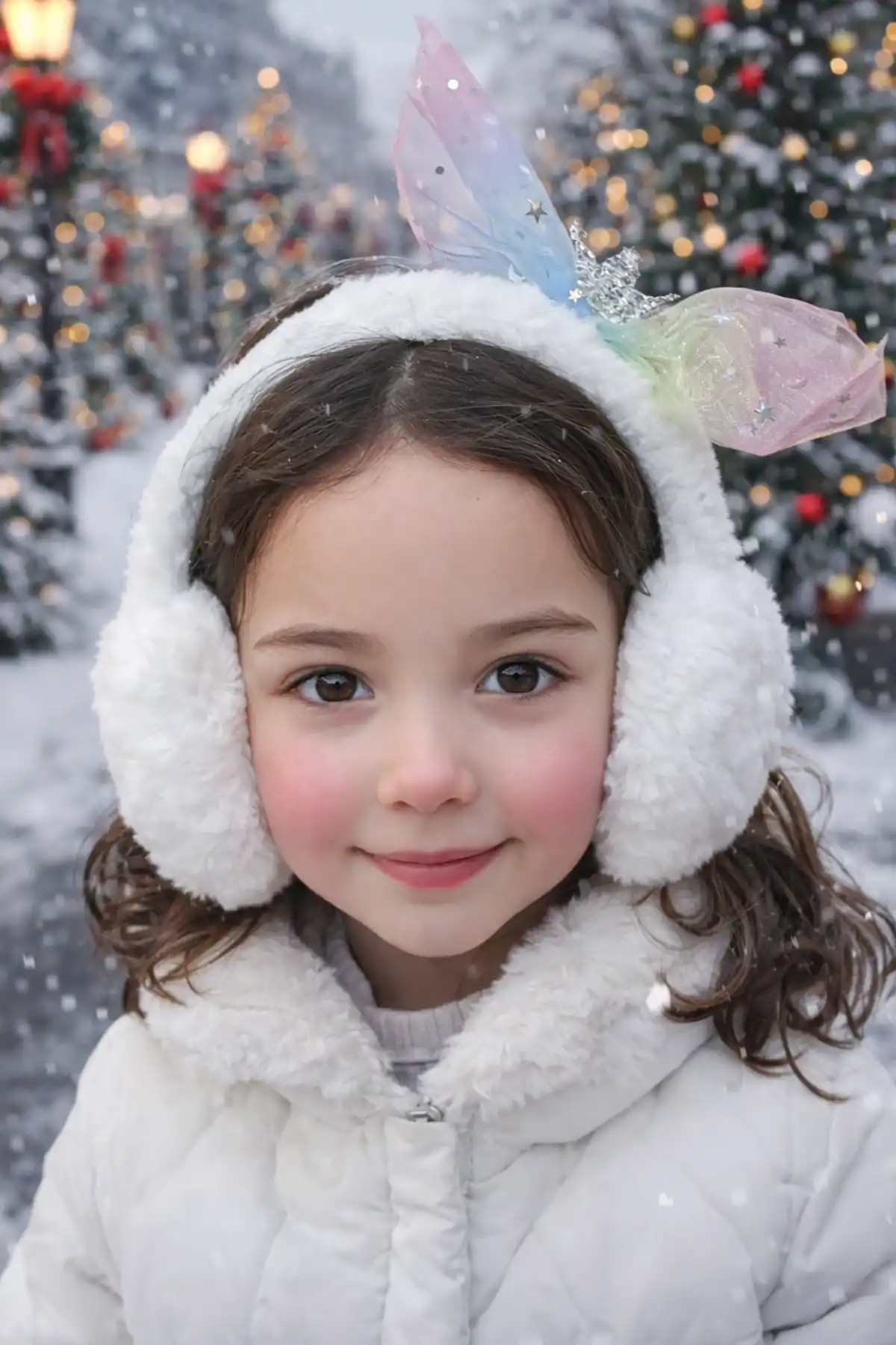 Beyaz Renk Kurdele Figürlü Peluş Kulaklık