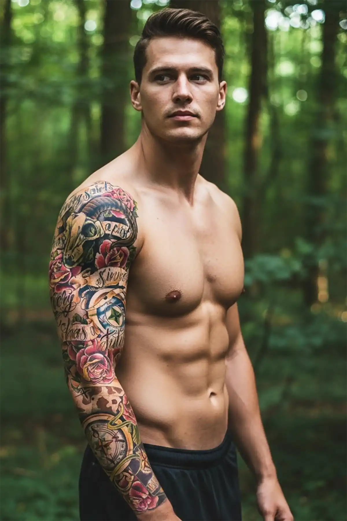 Geçici Gül Karışık Desen Dövme Tattoo