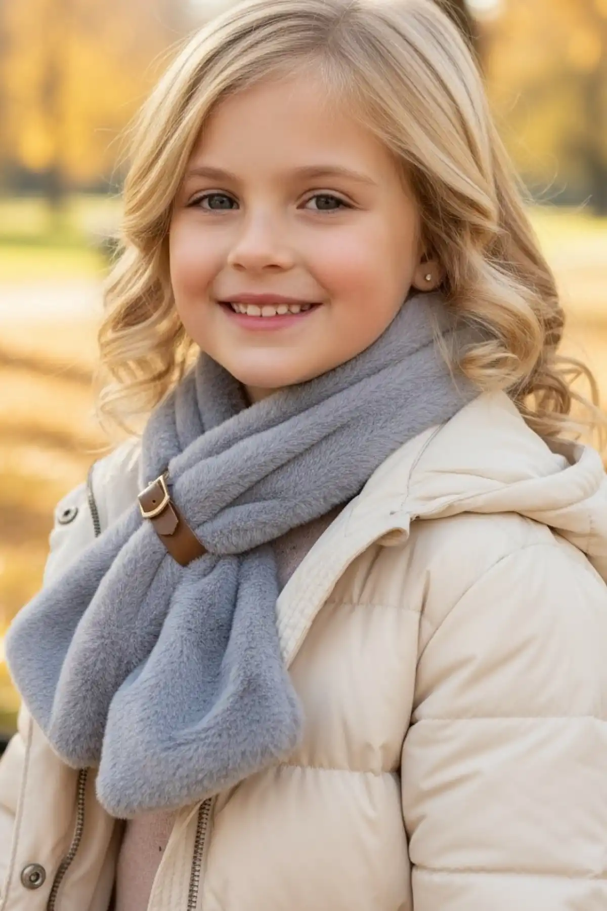 Gri Renk Çocuk Peluş Atkı