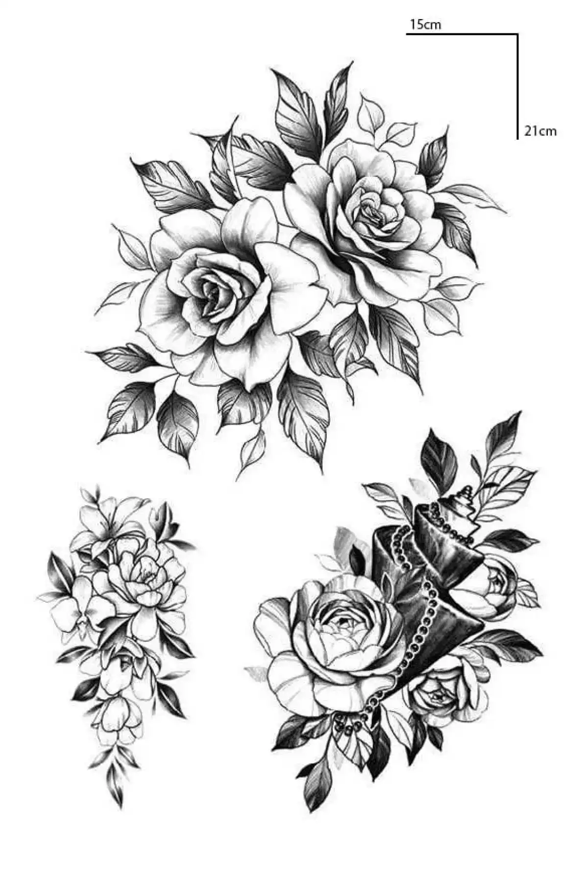 Gül Figürlü Geçici Dövme Tattoo