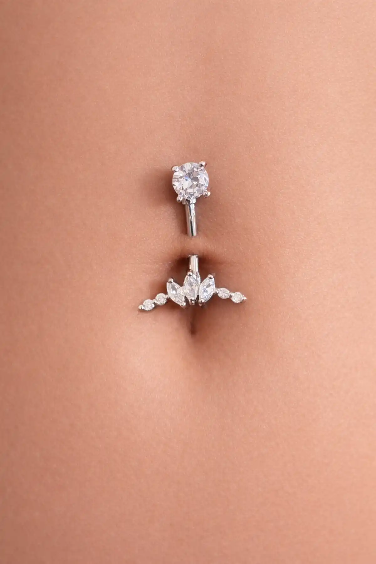 Gümüş Renk Cerrahi Çelik Göbek Piercing