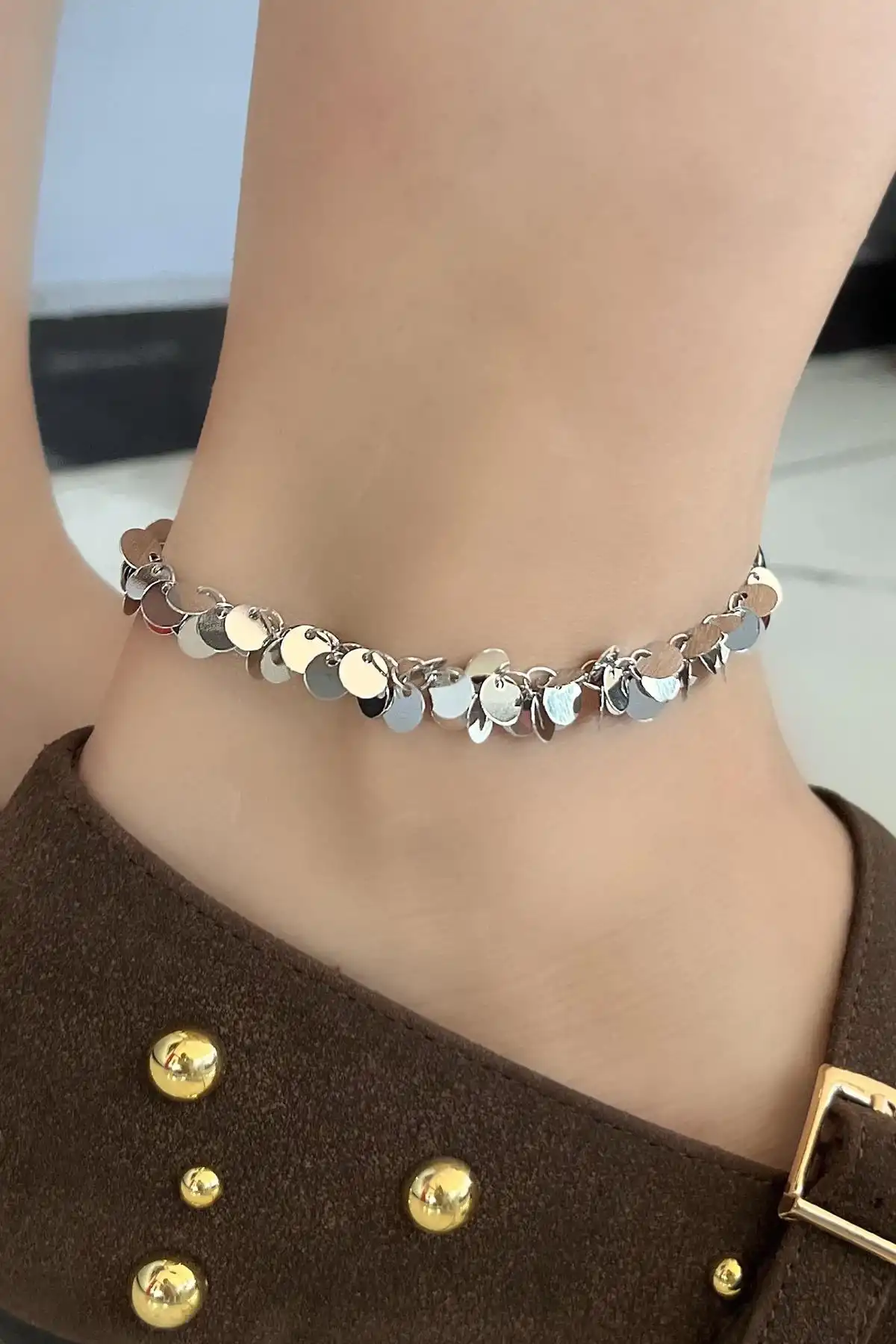 Gümüş Renk Pul Detaylı YSX Halhal