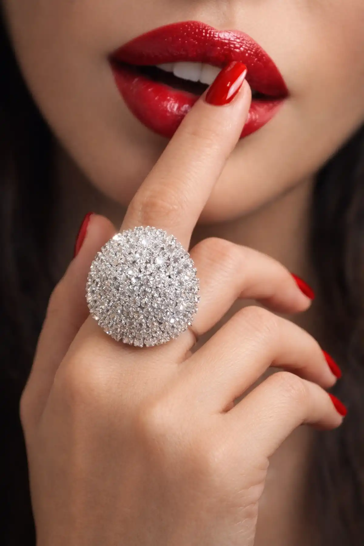 Gümüş Renk Taş Detaylı Ayarlanabilir Yüzük