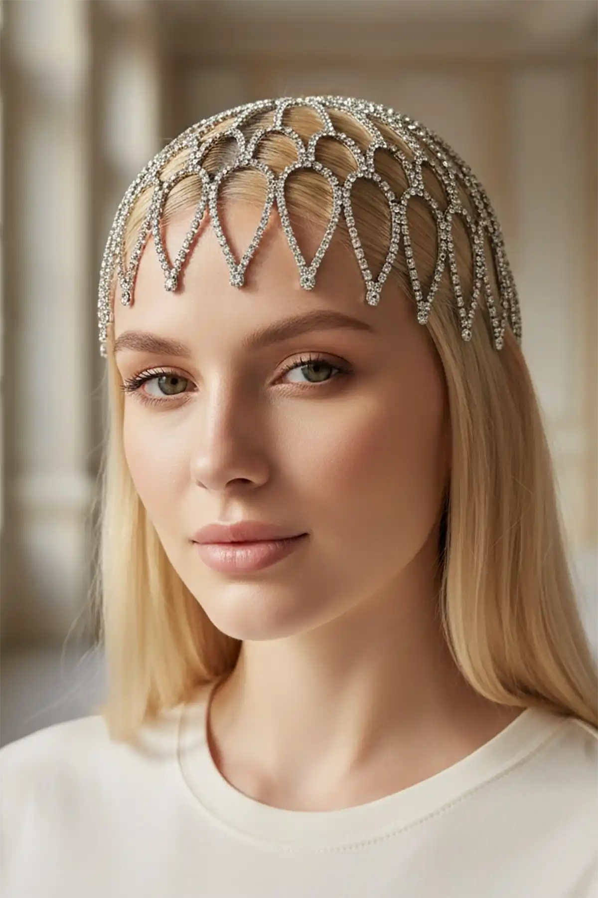 Gümüş Renk Taş Detaylı Saç Aksesuarı/Kına Aksesuarı