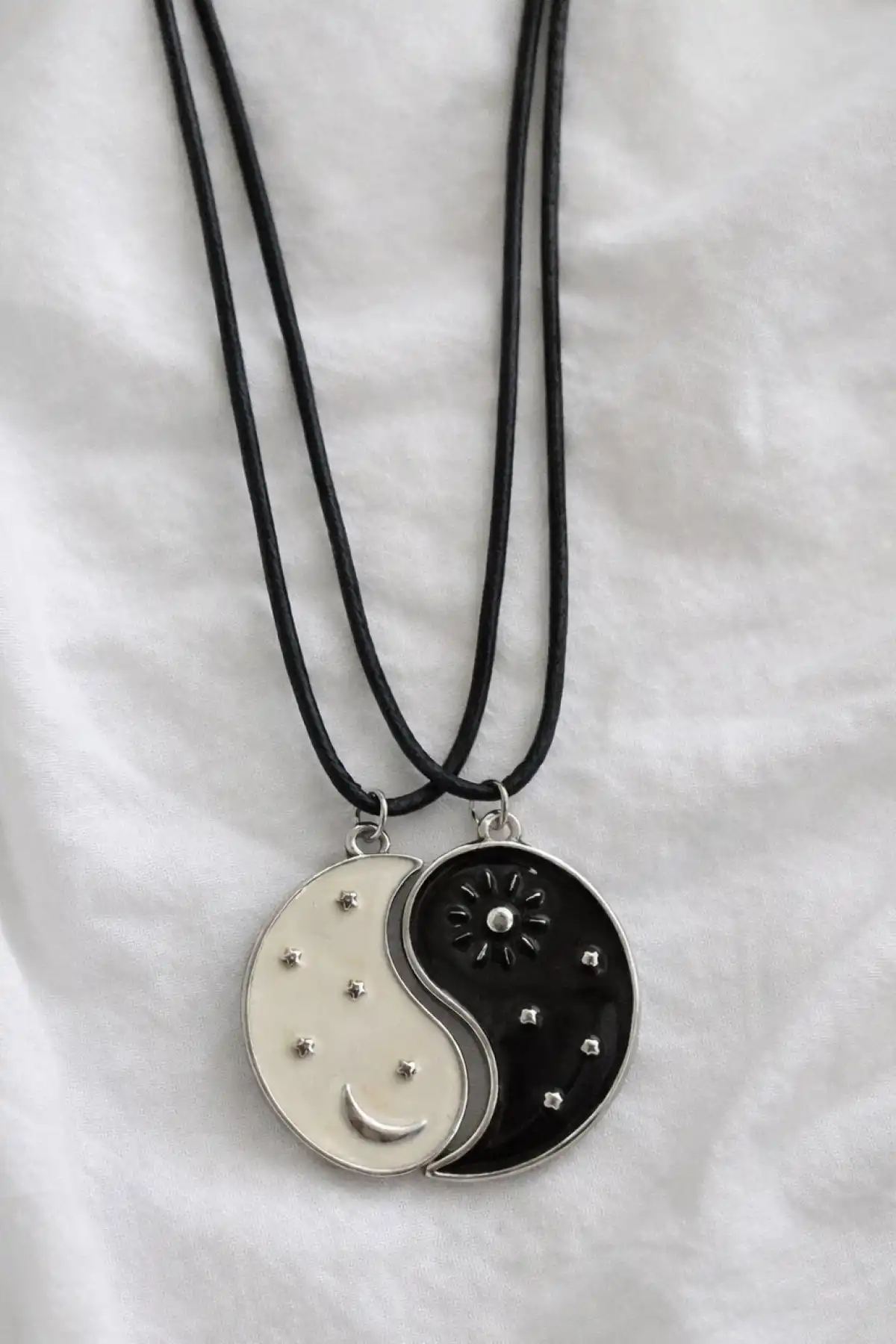 Gümüş Ve Ay Figürlü İkili Çelik Çift/ Best Friend Kolyesi