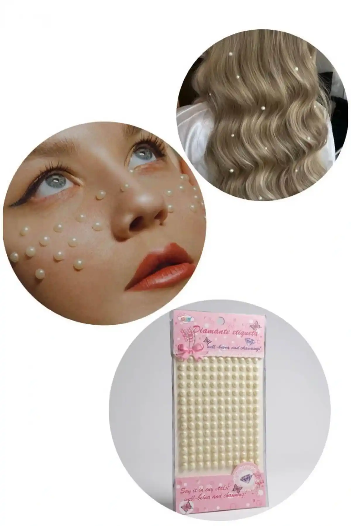 İncili Vücut, Saç Ve Yüz Taşı/ Yapışkanlı İncili Yüz Sticker