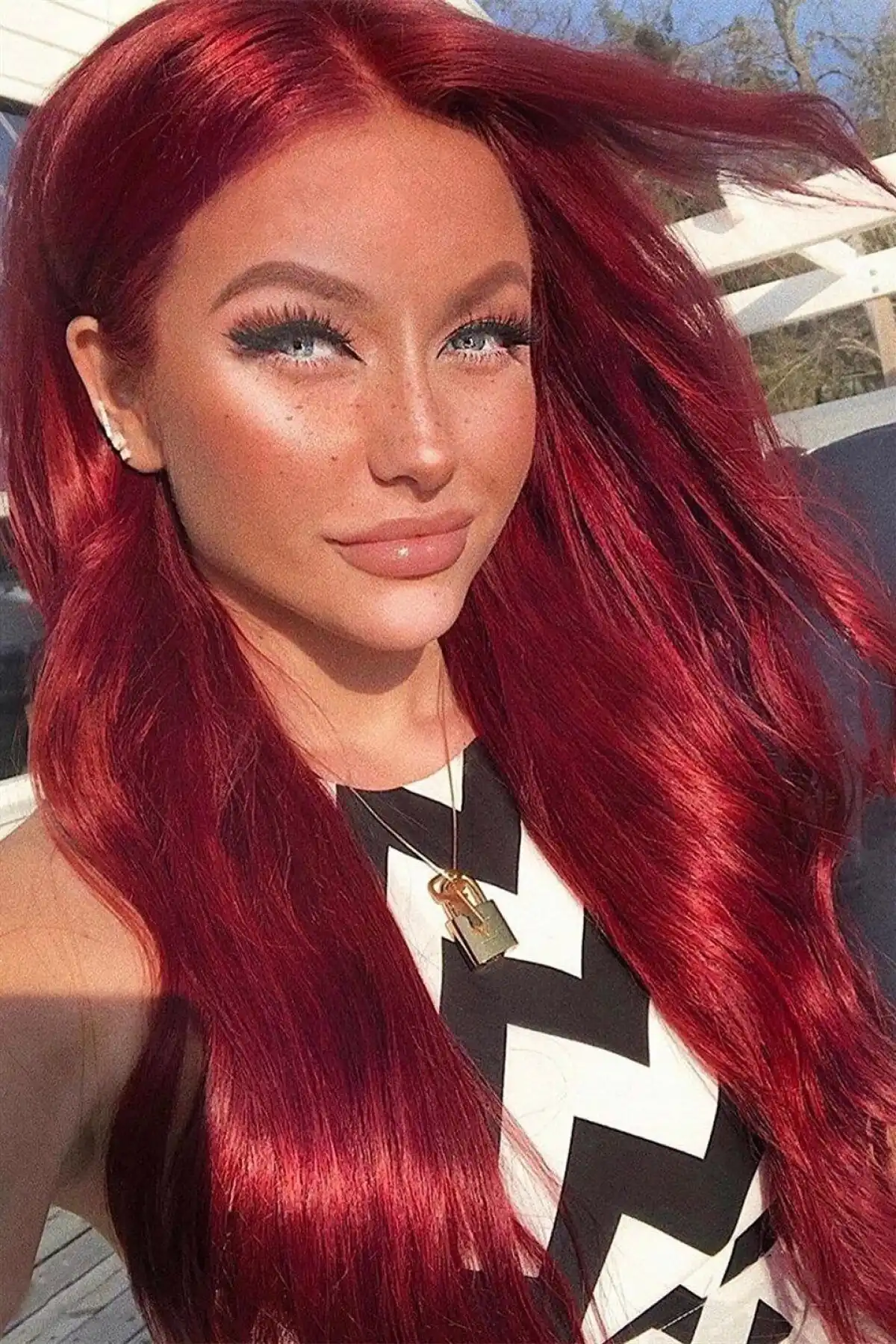 Isıya Dayanıklı Yarımay Çıt Çıt Saç - 39# - Şarap Kızıl - Dalgalı - 60 Cm - 110 Gr ( Sevil )